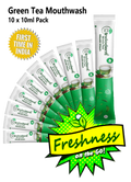 Green Tea Mouthwash Travel Pack (10 x 10ml) | 12hr Multiprotection | Travel Pack