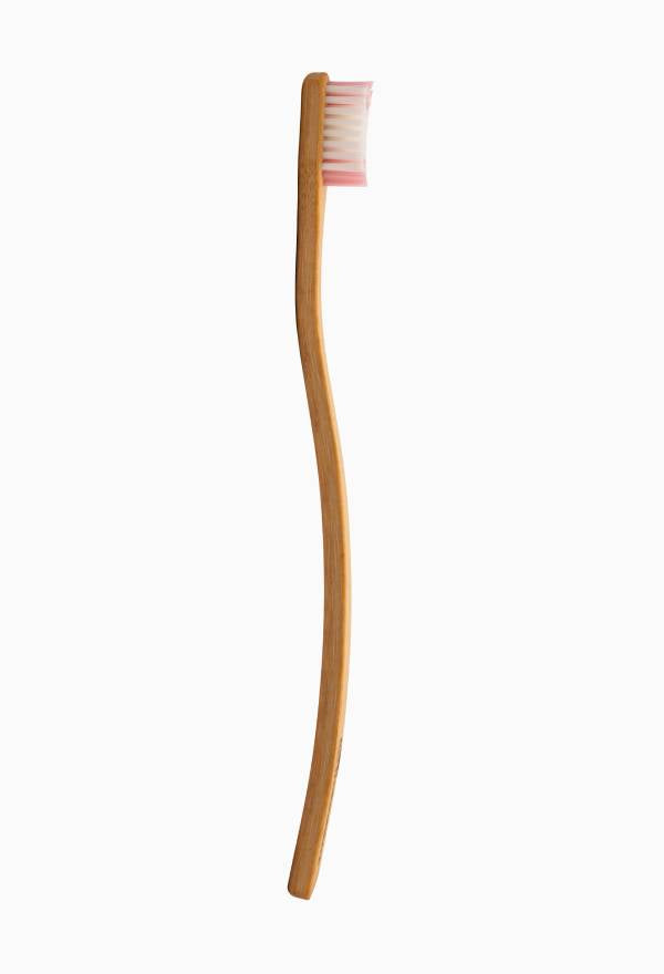 Twin Flower Bamboo Toothbrush | Adult | Soft | Pink and Black