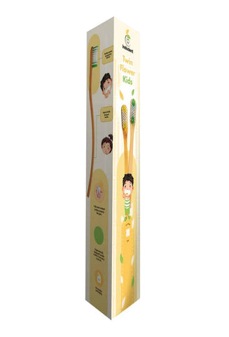 Twin Flower Yellow Bamboo Toothbrush Kids
