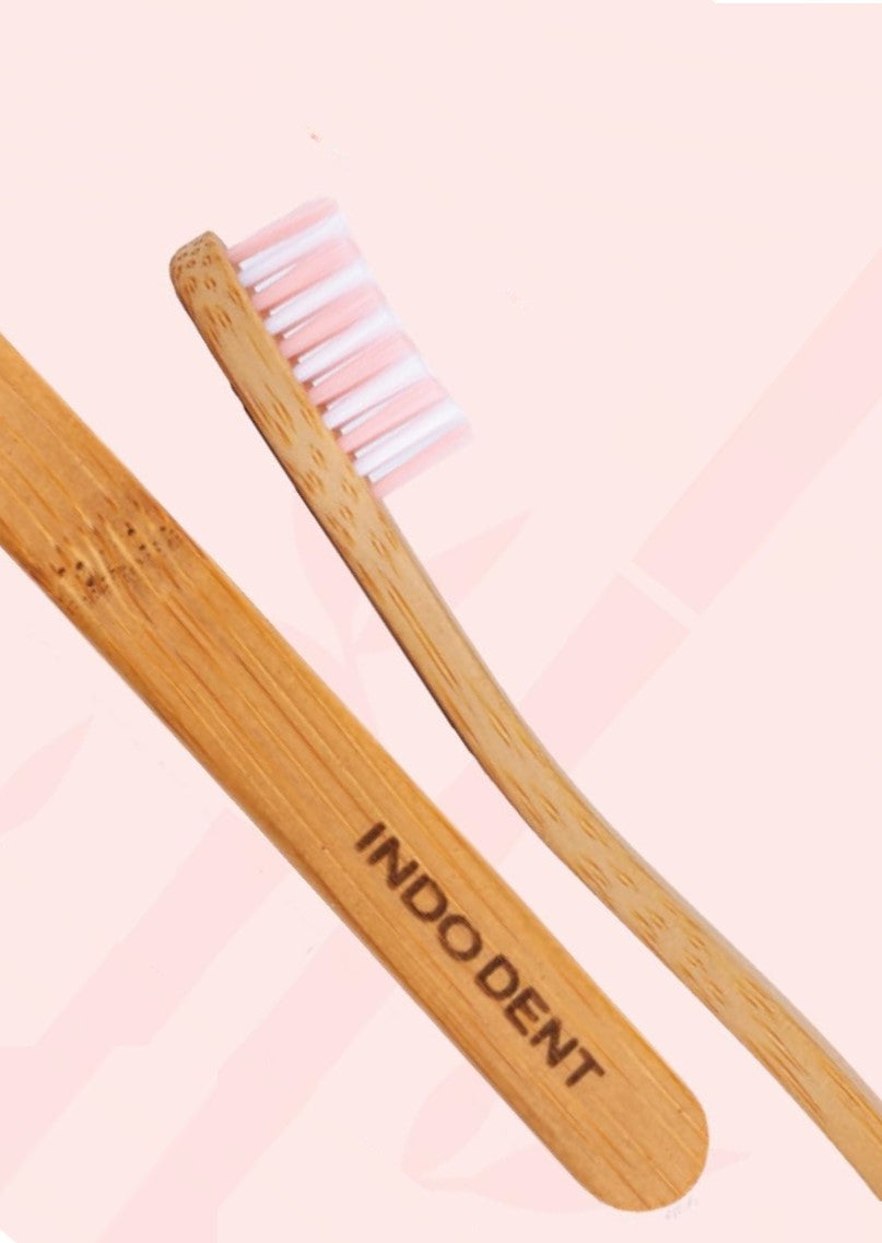 INDODENT Nambrush Bamboo Toothbrush | Pink | Adult, Medium bristles | Ergonomic | Angled Head | Deep Cleaning