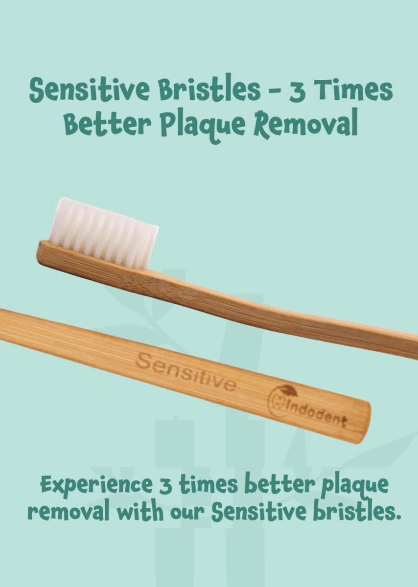 INDODENT Sensitive Bamboo Toothbrush | Adult | Sensitive Tapered bristles | Ergonomic | Angled Head | Deep Cleaning